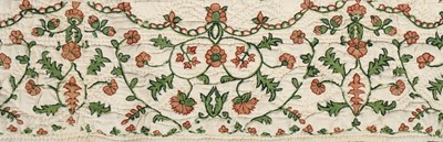 Lot 366 - A wool embroidered linen quilt, Provencal,...