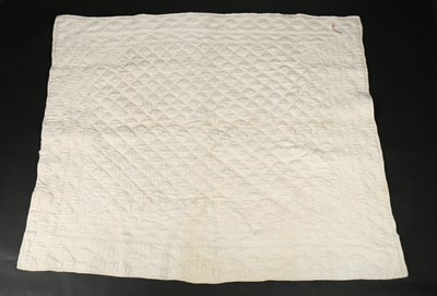 Lot 366 - A wool embroidered linen quilt, Provencal,...