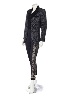 Lot 286 - A rare pair of Jean Paul Gaultier embellished black stretch jersey trousers, circa 1991