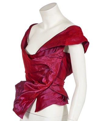 Lot 93 - A Vivienne Westwood red shot-silk corset top, 2010s