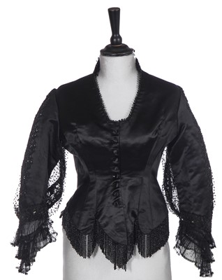 Lot 495 - A Maison Worth by Jean-Philippe Worth black silk satin mourning bodice, circa 1889