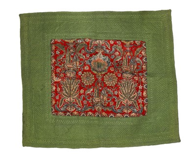 Lot 514 - An Ottoman Turkish embroidered quilted panel, early 19th century