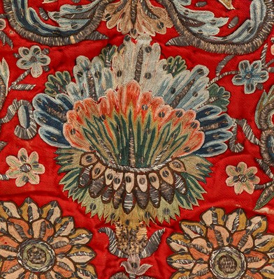 Lot 514 - An Ottoman Turkish embroidered quilted panel, early 19th century