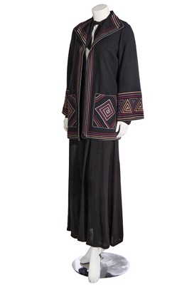 Lot 405 - An Ossie Clark for Radley black moss crêpe dress, circa 1972