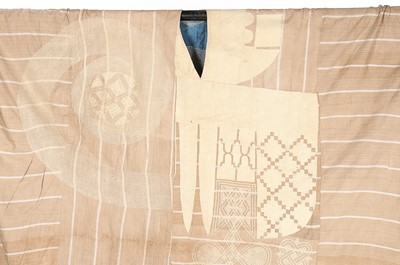 Lot 456 - An embroidered striped tan cotton man's robe,...