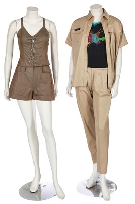 Lot 153 - Two Kansai Yamamoto khaki cotton ensembles, 1973