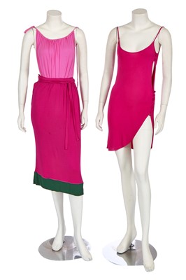 Lot 423 - A group of Shuji Tojo pink jersey summer separates, 1970s