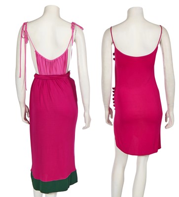 Lot 423 - A group of Shuji Tojo pink jersey summer separates, 1970s