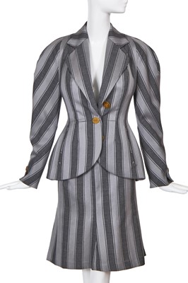 Lot 101 - A Vivienne Westwood striped grey wool suit, 'Storm in a Teacup' collection, Autumn-Winter 1996-97