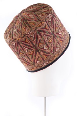 Lot 470 - An embroidered hat, Tekke, Turkmen, circa 1900,...