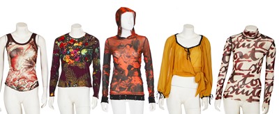 Lot 304 - Five Jean Paul Gaultier printed polyamide tops, 1990s-2000s