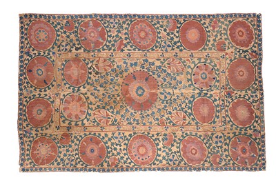 Lot 471 - An embroidered nim suzani, Bokharan, early...