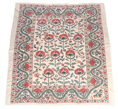 Lot 472 - An embroidered suzani, Central Asian, second...