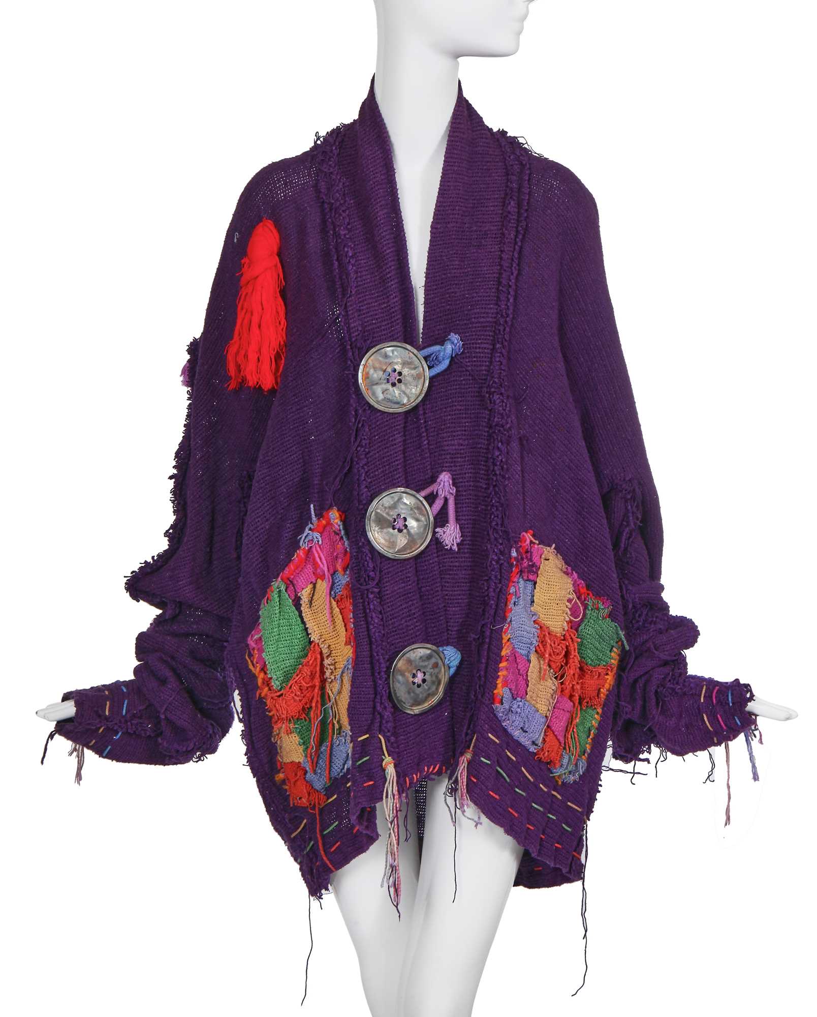Lot 300 - A rare Westwood/McLaren knitted purple cotton 'Kitchen sink cardigan', 'Punkature' collection, Spring-Summer 1983