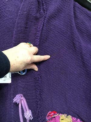 Lot 300 - A rare Westwood/McLaren knitted purple cotton 'Kitchen sink cardigan', 'Punkature' collection, Spring-Summer 1983
