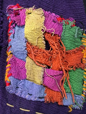 Lot 300 - A rare Westwood/McLaren knitted purple cotton 'Kitchen sink cardigan', 'Punkature' collection, Spring-Summer 1983