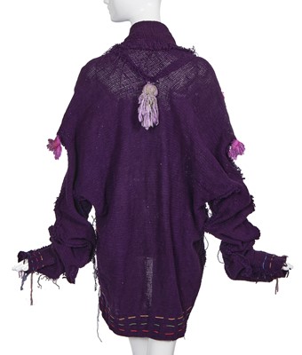 Lot 300 - A rare Westwood/McLaren knitted purple cotton 'Kitchen sink cardigan', 'Punkature' collection, Spring-Summer 1983