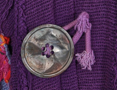 Lot 300 - A rare Westwood/McLaren knitted purple cotton 'Kitchen sink cardigan', 'Punkature' collection, Spring-Summer 1983