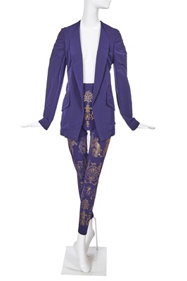 Lot 118 - A Vivienne Westwood purple acrylic stencilled ensemble, 'Portrait' collection, Autumn-Winter 1990-91