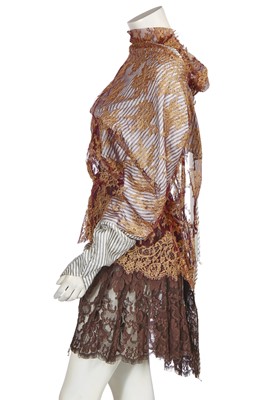 Lot 113 - A Vivienne Westwood striped 'lining' and lace ensemble, 'Exhibition' collection, Autumn-Winter 2004-05