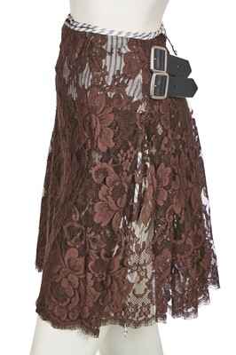 Lot 113 - A Vivienne Westwood striped 'lining' and lace ensemble, 'Exhibition' collection, Autumn-Winter 2004-05