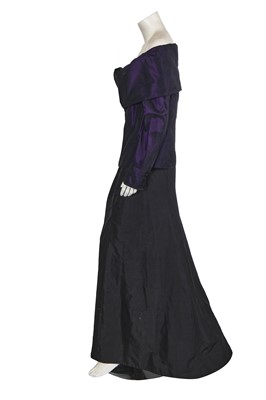 Lot 122 - A Vivienne Westwood purple shot-silk bodice and black skirt ensemble, 2000s
