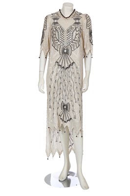 Lot 315 - A Zandra Rhodes 'Bow Circle Pattern' white chiffon dress, 1987