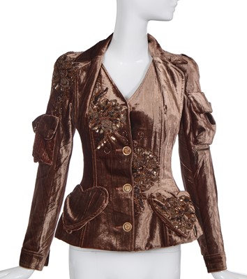 Lot 155 - A Christian Dior by John Galliano brown velvet jacket, 'Off-Duty Icon' collection, Autumn-Winter 2005-06