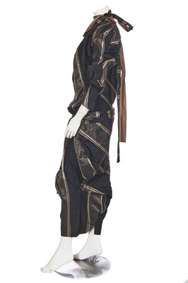 Lot 112 - A Vivienne Westwood black and gold striped silk dress, 2000s