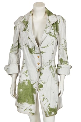 Lot 110 - A Vivienne Westwood 'grass stain' print linen-blend coat, 'Summertime' collection, Spring-Summer 2000