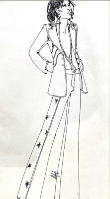 Lot 187 - A Malcolm Hall men's embroidered denim suit, mid-1970s