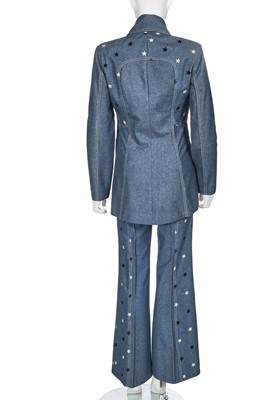 Lot 187 - A Malcolm Hall men's embroidered denim suit, mid-1970s