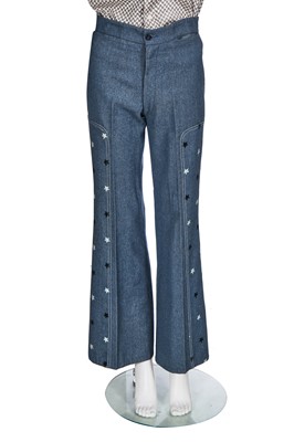 Lot 187 - A Malcolm Hall men's embroidered denim suit, mid-1970s