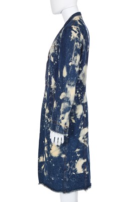 Lot 85 - An Alexander McQueen men's bleached denim coat, 'It's a Jungle Out There' collection, Autumn-Winter 1997-98
