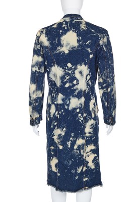 Lot 85 - An Alexander McQueen men's bleached denim coat, 'It's a Jungle Out There' collection, Autumn-Winter 1997-98