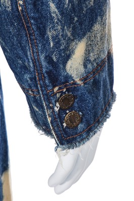 Lot 85 - An Alexander McQueen men's bleached denim coat, 'It's a Jungle Out There' collection, Autumn-Winter 1997-98