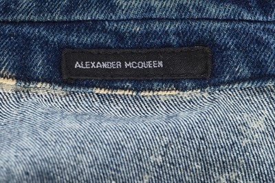 Lot 85 - An Alexander McQueen men's bleached denim coat, 'It's a Jungle Out There' collection, Autumn-Winter 1997-98
