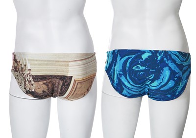 Lot 89 - Two pairs of Vivienne Westwood men's swimming briefs, 1992-93