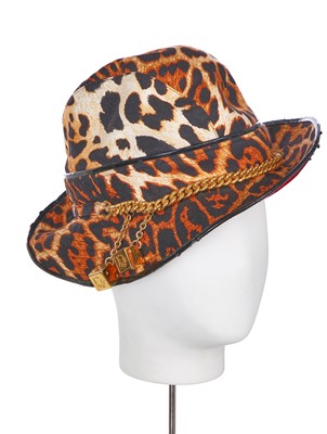 Lot 156 - A Christian Dior by John Galliano leopard print cotton 'gambler' hat, Autumn-Winter 2004-05