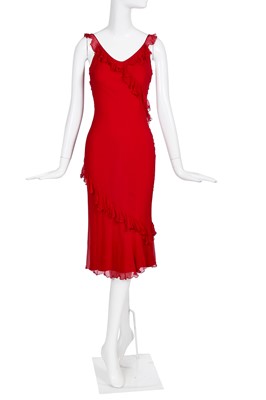 Lot 160 - A Christian Dior by John Galliano red chiffon bias-cut cocktail dress, commercial collection Spring-Summer 2003