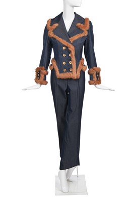 Lot 163 - A John Galliano silk-cotton blend denim suit, 'Welcome to our Playground' collection, Autumn-Winter 2000-01