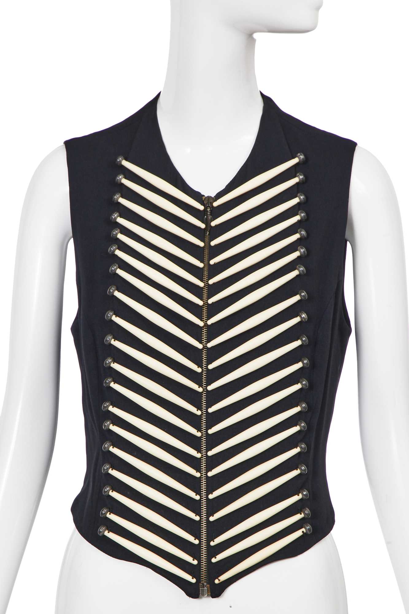 Lot 212 - A Rifat Ozbek native American-inspired 'bone' waistcoat, Spring-Summer 1992
