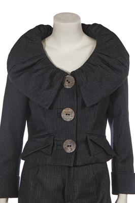 Lot 268 - A John Galliano pinstriped grey wool suit, probably 'Welcome to Our Playground' collection, Autumn-Winter 2000-01