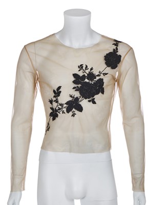 Lot 78 - An Alexander McQueen embroidered mesh top, circa 1997-1998