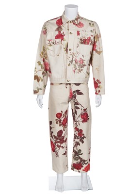 Lot 140 - A Vivienne Westwood men's printed ivory denim ensemble, 'Cafe Society' collection, Spring-Summer 1994