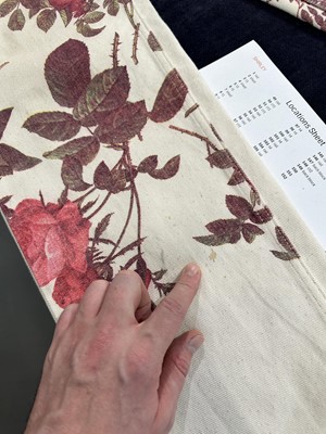 Lot 140 - A Vivienne Westwood men's printed ivory denim ensemble, 'Cafe Society' collection, Spring-Summer 1994