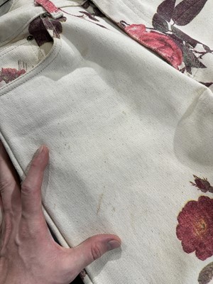 Lot 140 - A Vivienne Westwood men's printed ivory denim ensemble, 'Cafe Society' collection, Spring-Summer 1994