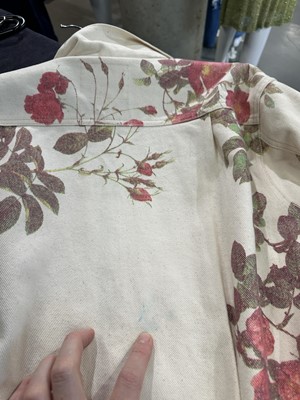 Lot 140 - A Vivienne Westwood men's printed ivory denim ensemble, 'Cafe Society' collection, Spring-Summer 1994