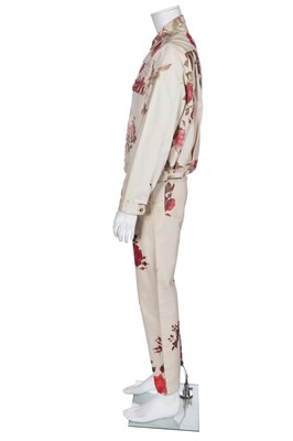 Lot 140 - A Vivienne Westwood men's printed ivory denim ensemble, 'Cafe Society' collection, Spring-Summer 1994
