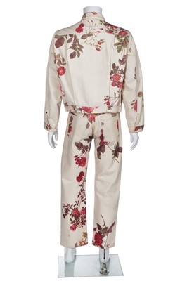 Lot 140 - A Vivienne Westwood men's printed ivory denim ensemble, 'Cafe Society' collection, Spring-Summer 1994